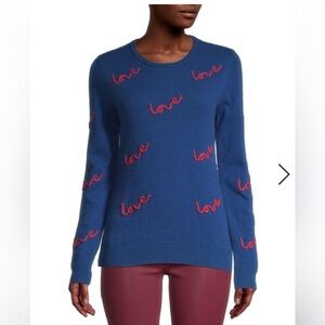 SAKS FIFTH AVENUE Love Script Cashmere Sweater S